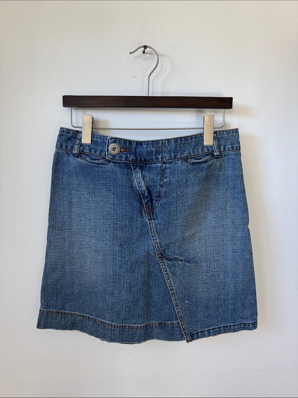 Denim Asymmetric Zip Skirt